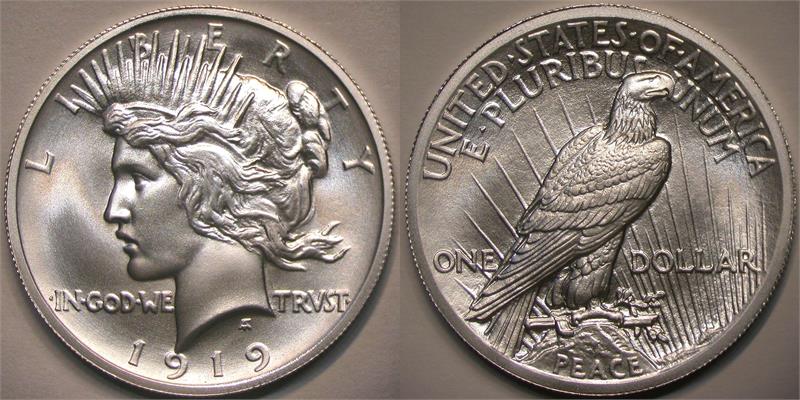 1919 Peace Silver Dollar Broken Sword Over Strike High Relief High Grade,Replacement Window Muntins